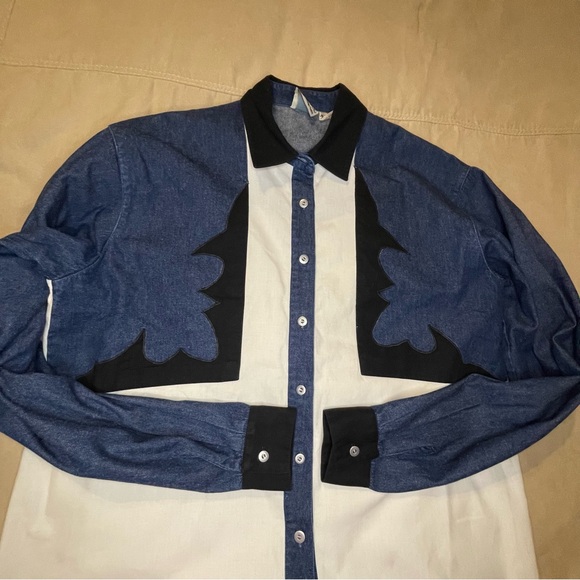 Tillman Western Vintage Shirt Women Large Black Denim Velvet Button Long Sleeve - Picture 3 of 6
